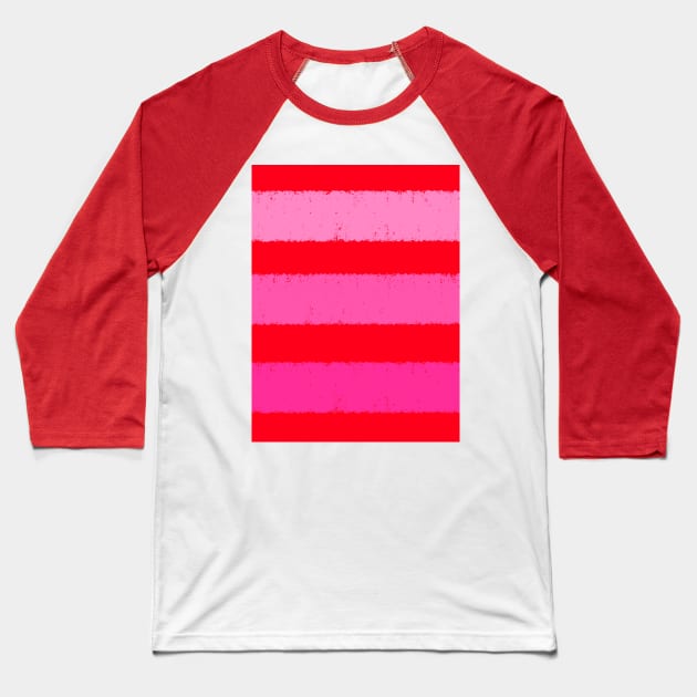 Wide Pink and Red Stripes Clashing Colours Baseball T-Shirt by OneThreeSix